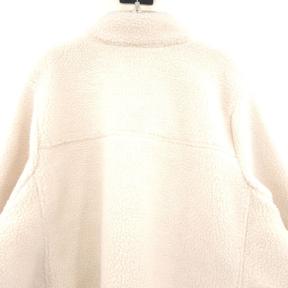 Lands' End cream sherpa fleece jacket Size 3X brown trim long sleeve pockets - Picture 12 of 13